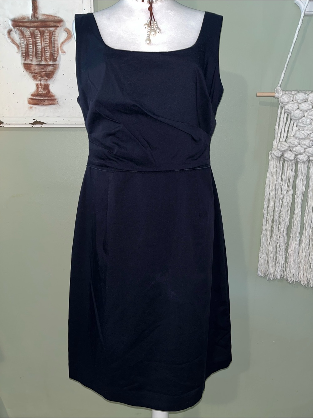 Classic Navy Sleeveless Sheath Dress